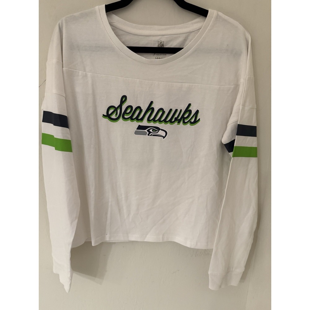 Seattle Seahawks JUNIORS Carli Crop Long Sleeve T-Shirt - Size Large -NWOT